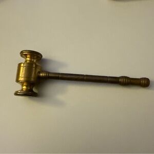 Vintage Solid Brass Mallet Gavel Hammer Auction Judge Paperweight 6"